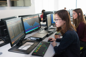 Student using Bloomberg facility at Management School