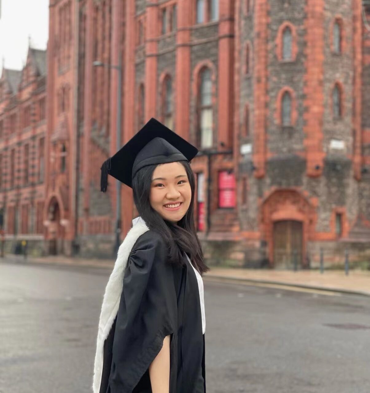 Zhong Yueying in Graduation robes at University of Liverpool