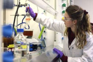 Chemistry student working in a laboratory