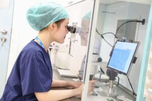 A staff member at work in Clinical Sciences facilities
