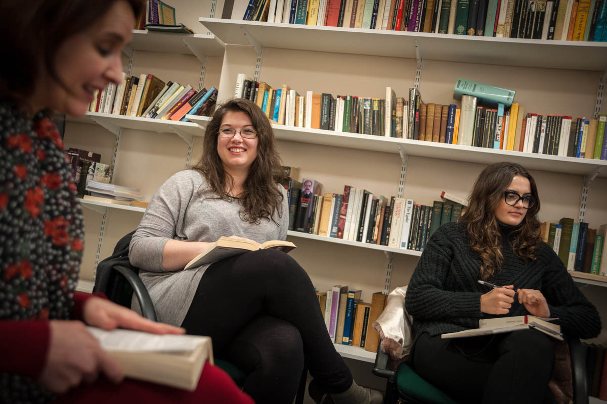 Students working in a small group seminar.