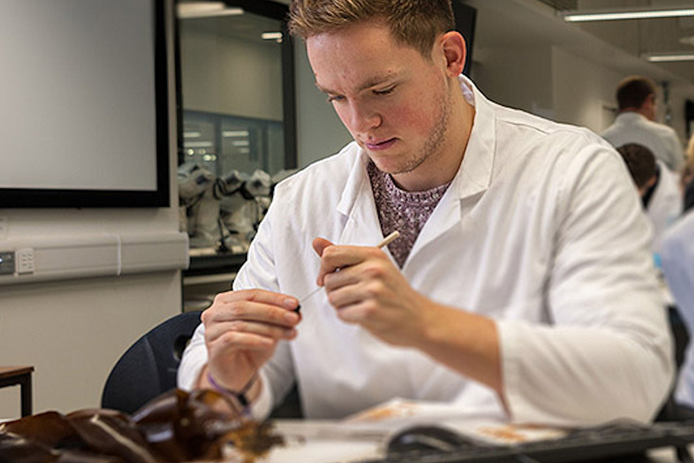 A student doing laboratory work.